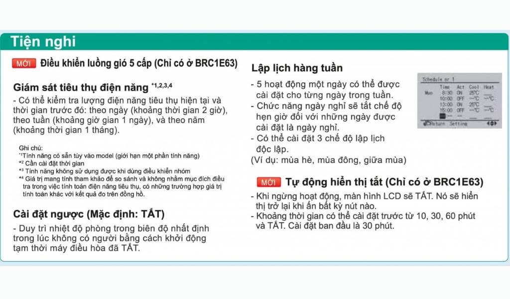 Tính năng điều khiển từ xa BRC1E63