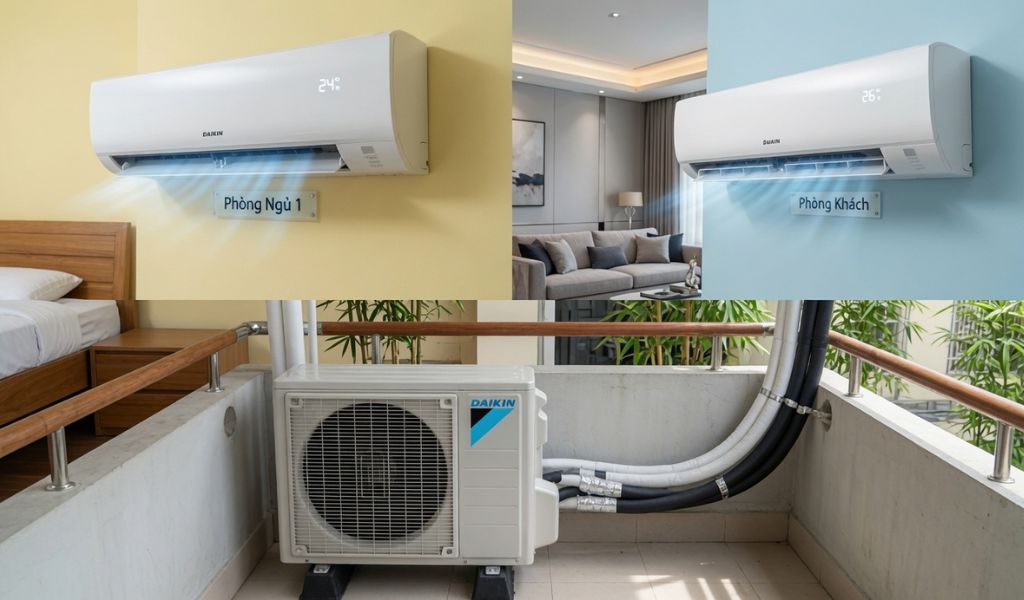Khả năng làm mát đồng thời 2 phòng