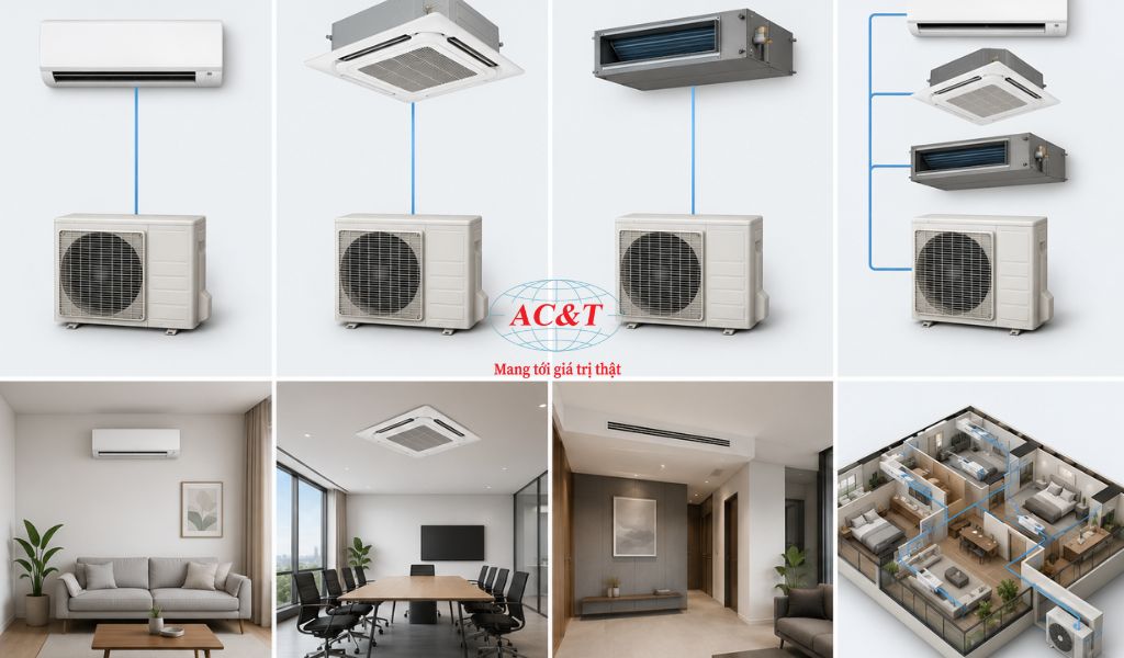 Các loại điều hòa âm trần với điều hòa Multi