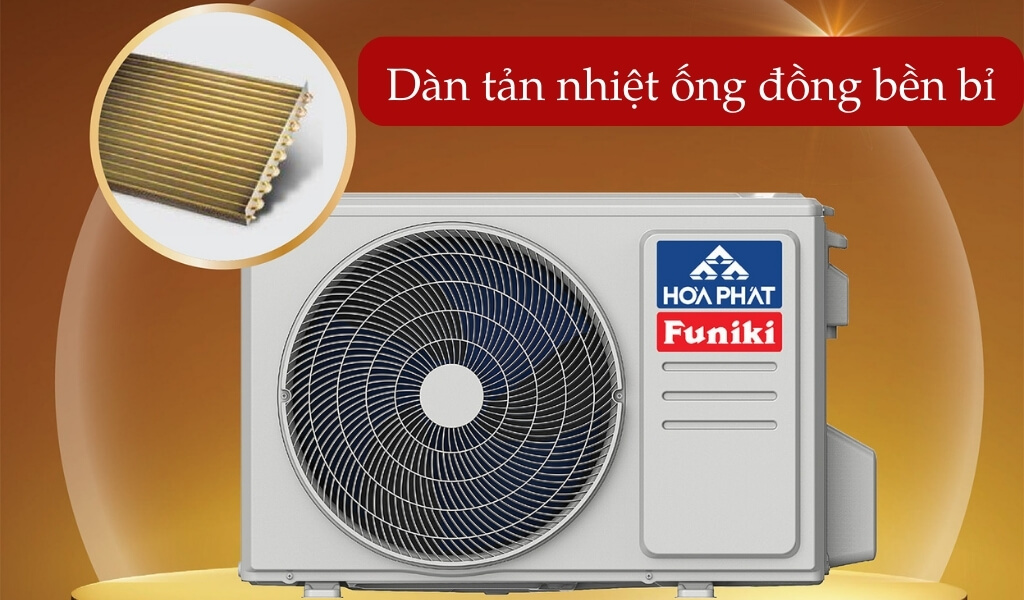 Độ bền cao nhờ dàn tản nhiệt ống đồng