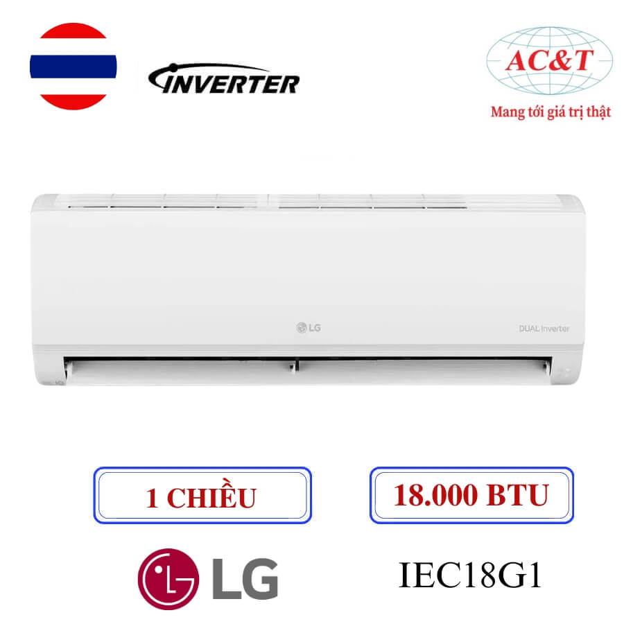 Điều hòa LG DUALCOOL IEC18G1 Inverter 1 chiều 18.000 BTU Model mới 2025