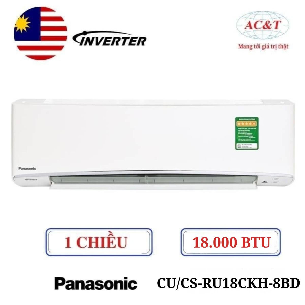 Điều hòa Panasonic Inverter CU/CS-RU18CKH-8BD 1 chiều