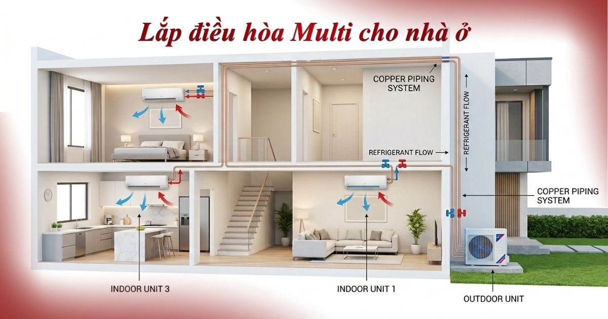 Lắp điều hoà Multi cho nhà ở: 5 sai lầm nhiều người mắc phải