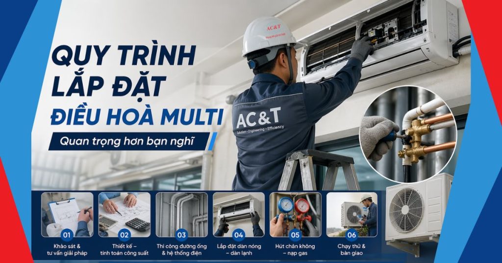 quy trình lắp đặt điều hoà multi