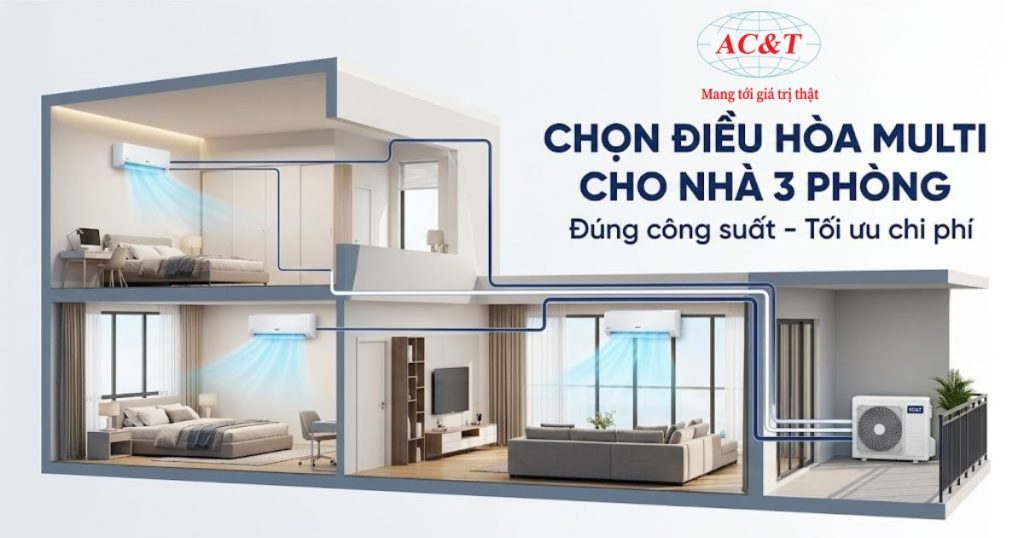 Chọn điều hòa Multi cho nhà 3 phòng