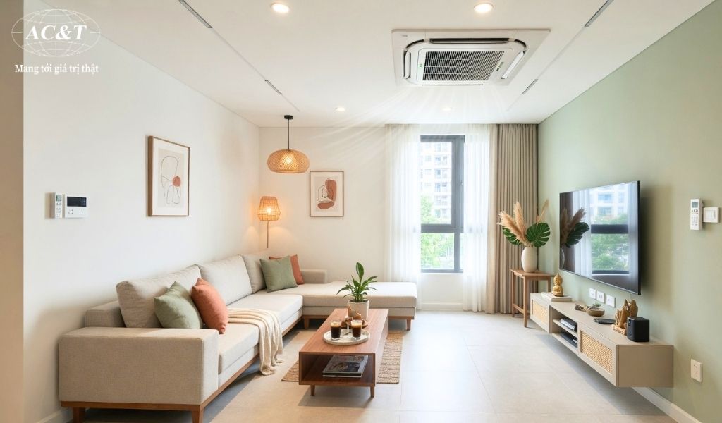 Phòng rộng hơn 20m2 trở lên lắp được điều hòa âm trần