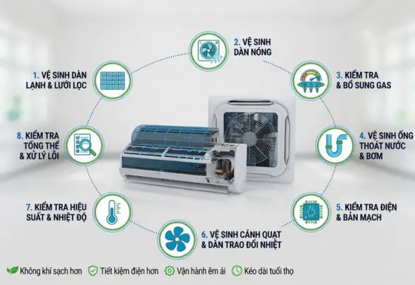 Các hạng mục bảo dưỡng điều hoà trung tâm là gì?