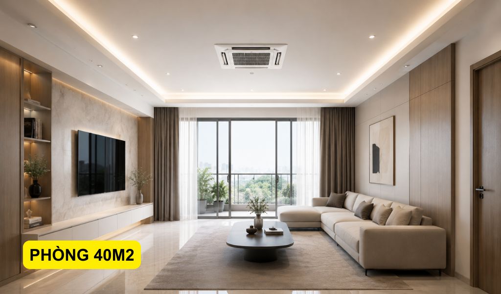 Phòng 40m2 nên chọn công suất 28.000BTU