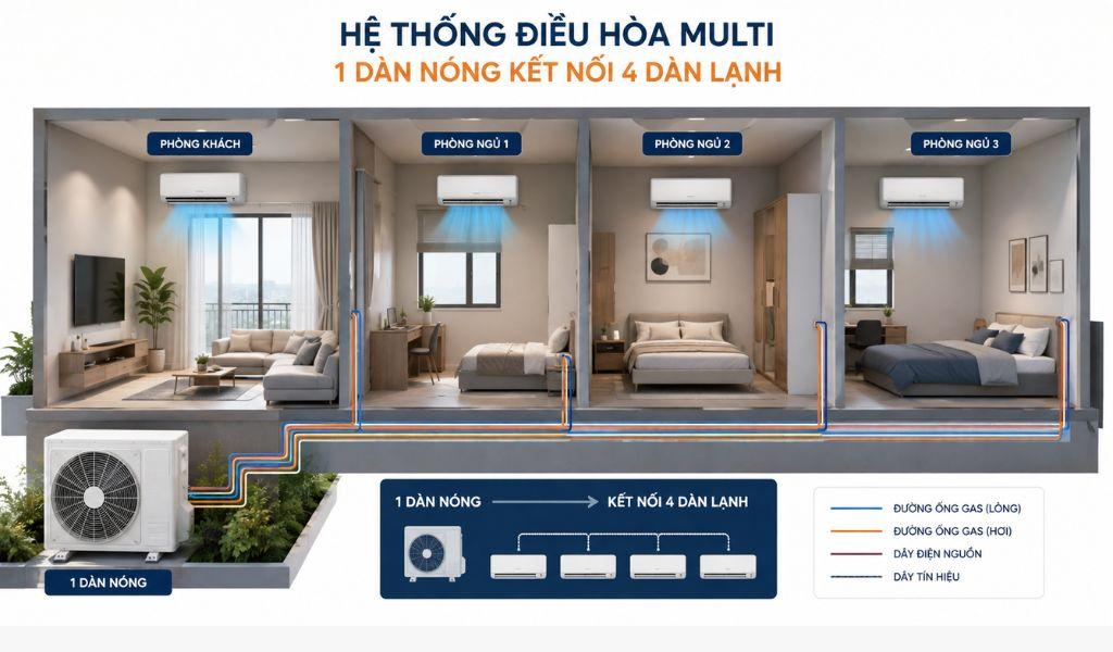 Điều hòa Multi cho 4 phòng