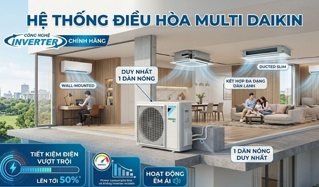 Điều hòa Multi công nghệ inverter tiết kiệm điện