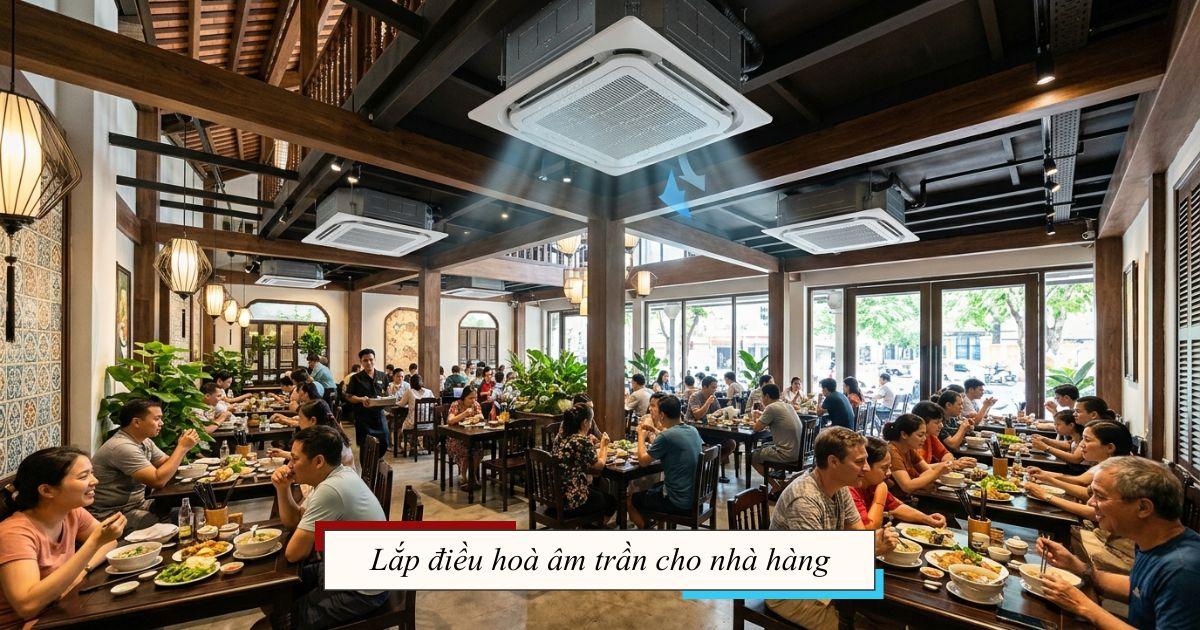 lắp điều hoà âm trần cho nhà hàng