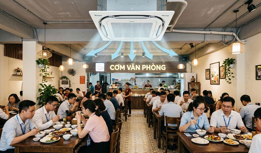 Giải pháp điều hòa cho quán cơm văn phòng