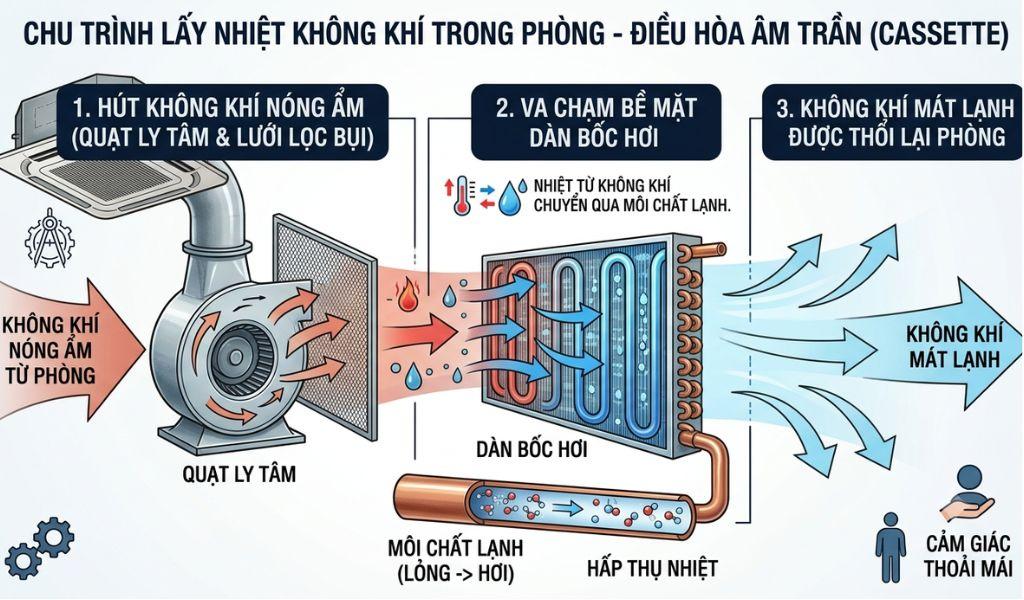Chu trình lấy nhiệt trong phòng