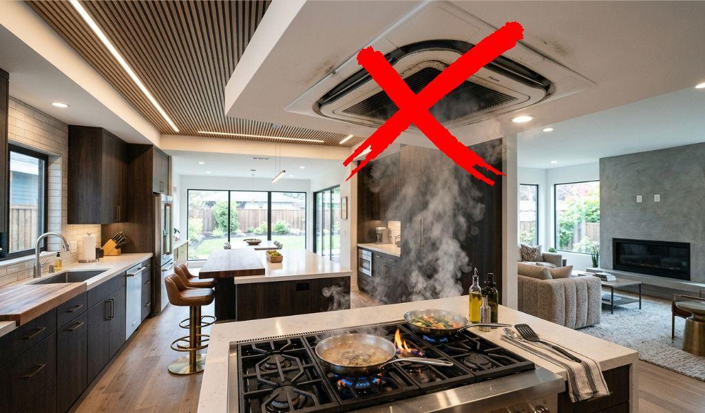 Tránh lắp dàn lạnh trên đầu bếp nấu