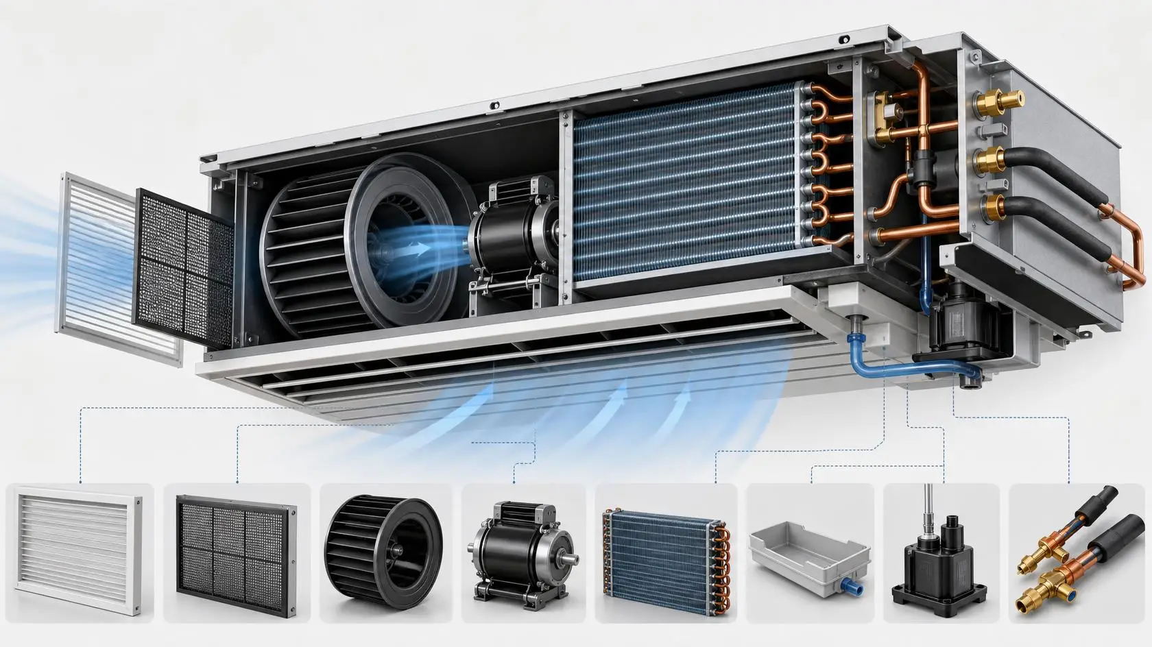 Cấu tạo dàn lạnh điều hòa VRV gồm những gì? 14 bộ phận